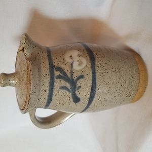 Vintage Handcrafted Ceramic Vase with Blue and Brown Accents